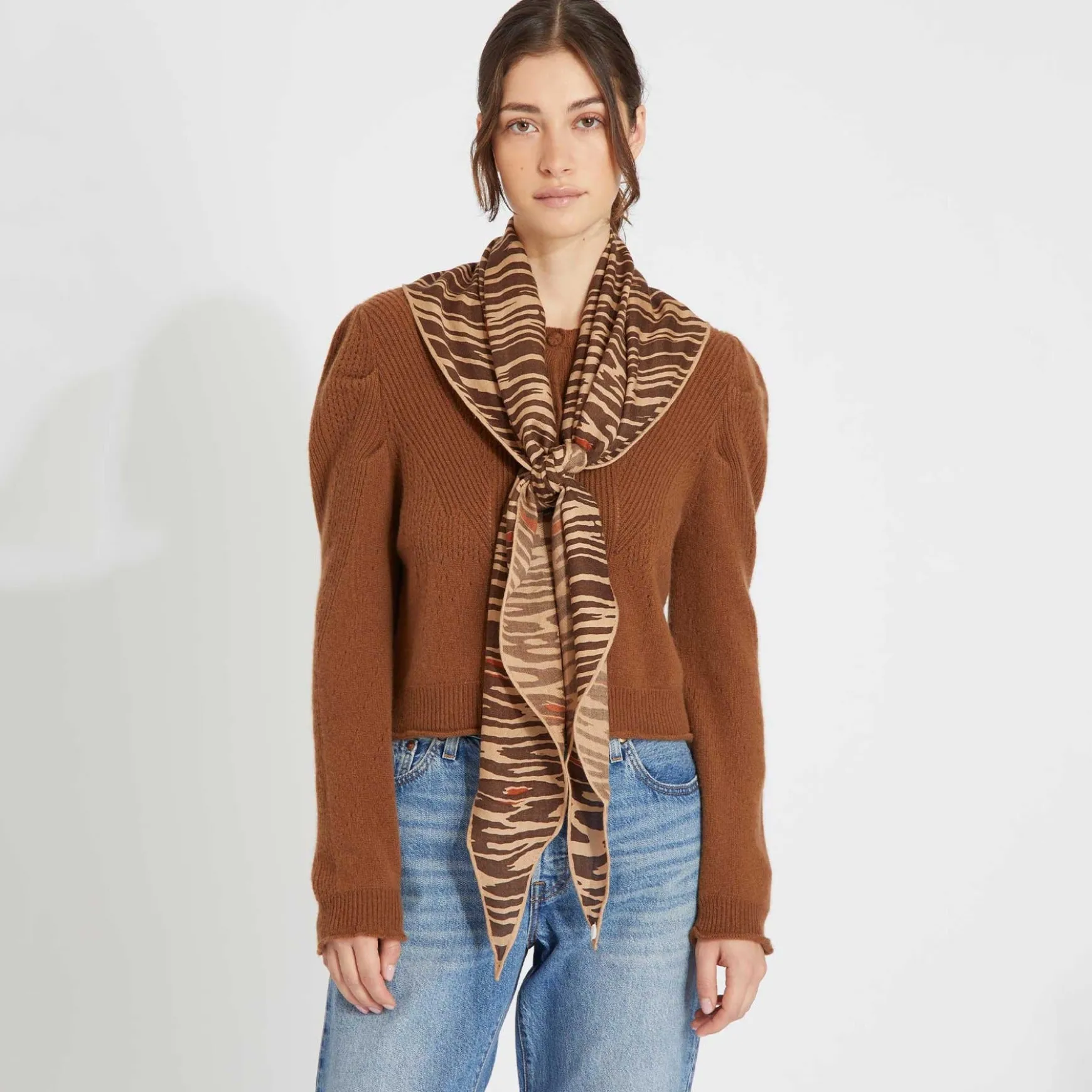 Kite Scarf Silk Cashmere Long Cheetah